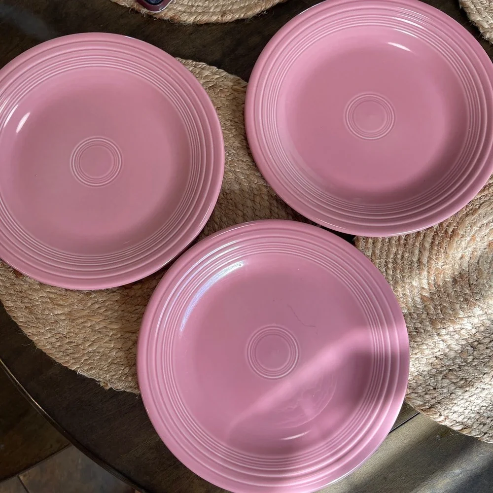 Fiesta Rose Pink 9 Piece Dinnerware Set 3 Dinner 3 Salad Plates 3 Cereal Bowls